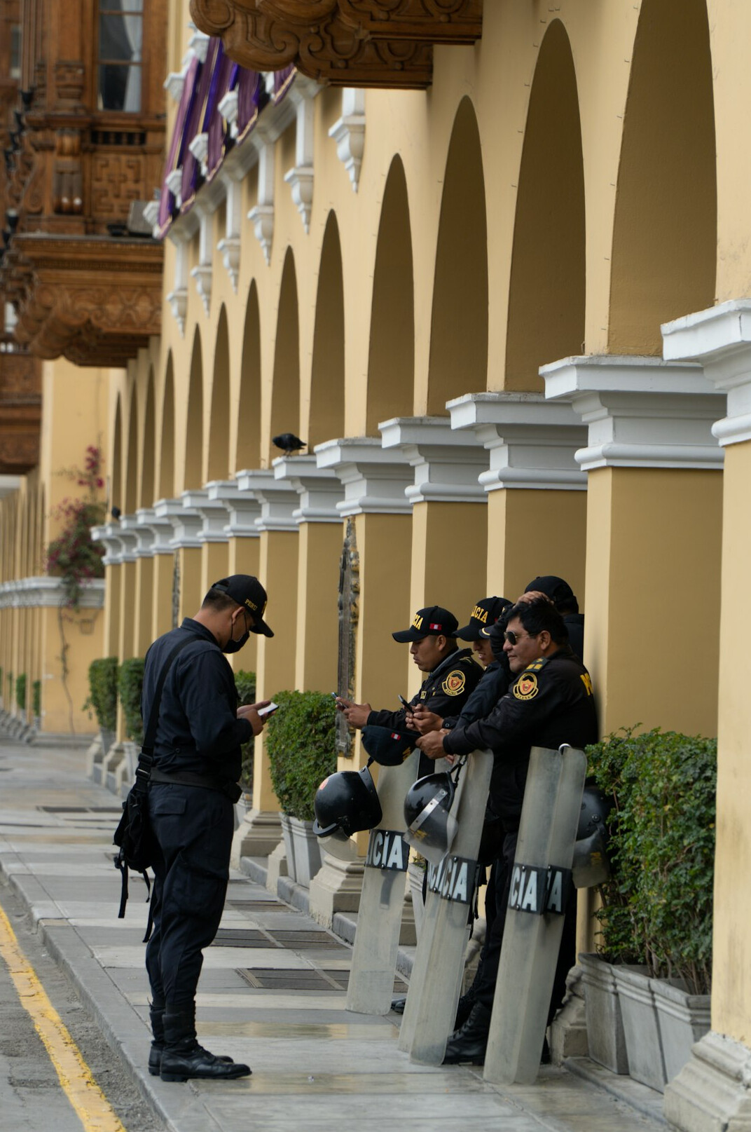 team of security guards in meeting
