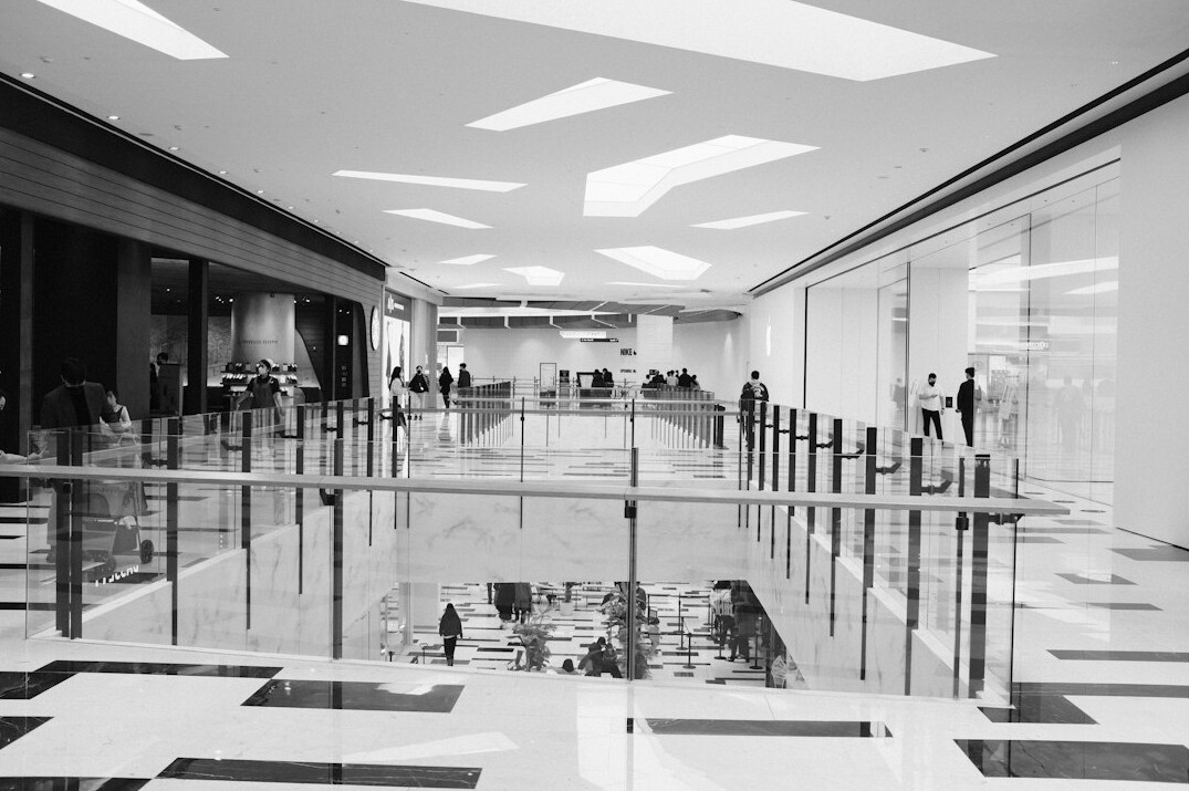 team of security guards in mall