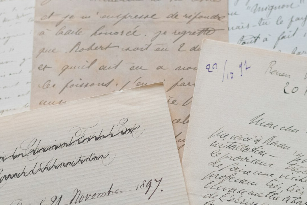Close-up of old handwritten letters and documents